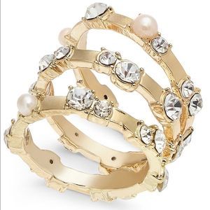 INC Pearl and Crystal Stacking Rings